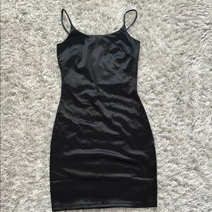 Sleek Black Satin Slip Dress